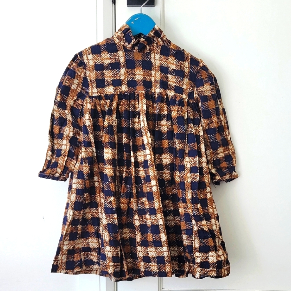 Charming Plaid Kids Dress - Blue and Brown